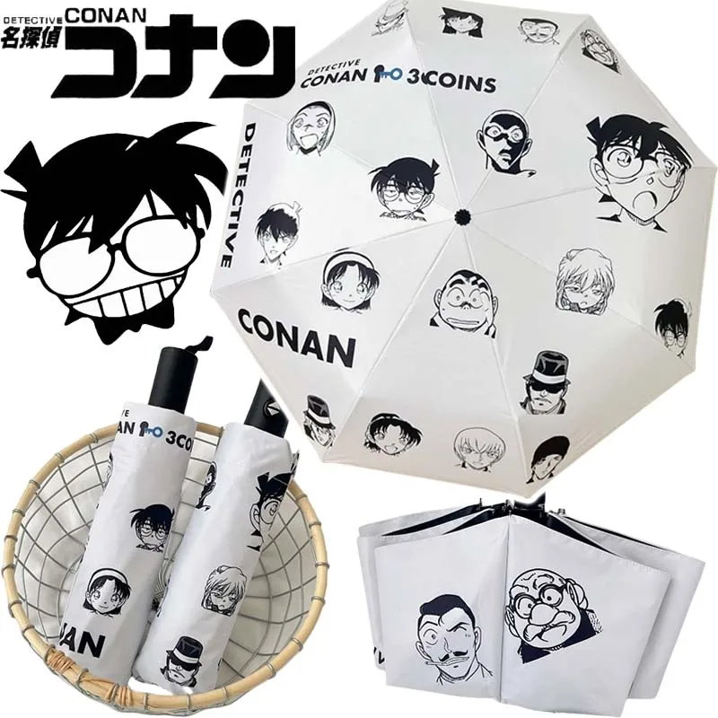 

Зонт от солнца Detective Conan, портативный легкий водонепроницаемый дорожный зонтик с черным покрытием, защита от УФ лучей, складной, 3