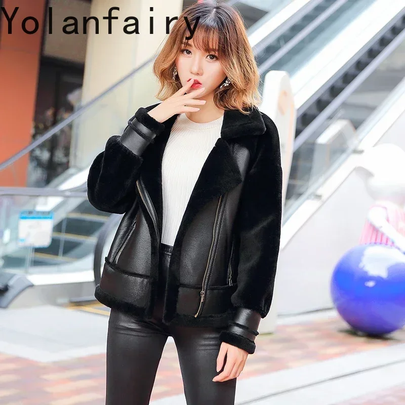 High Quality 100% Genuine Wool Fur Coat Spring Autumn 2024 Female Jacket Motorcycle Jackets for Women Mujer Chaqueta Zjt2194