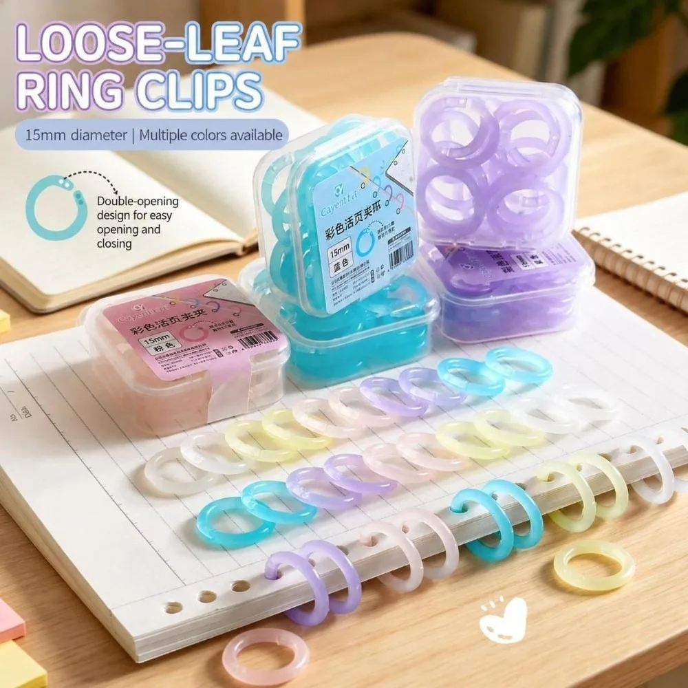 20Pcs Multi-functional Plastic Loose Leaf Rings 15mm Detachable Notebook Binding Rings Macaron Color Binder Rings Students