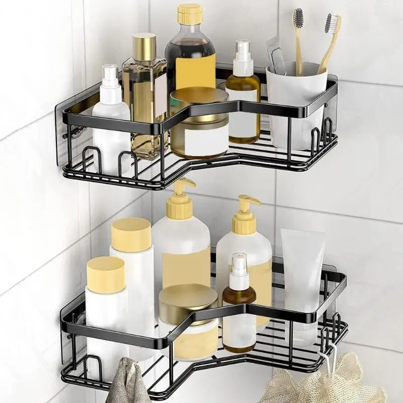 L43A Not Drill Bathroom Corner Shelf  Space Saving Storage Solution Shower Shelf