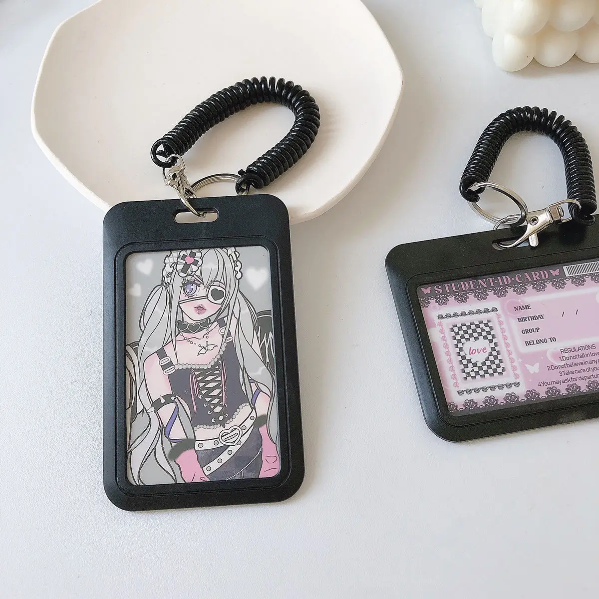Black Style 3 inch Card Holder Kpop Photocard Holder Photo Card Holder Bag Pendant School Stationery