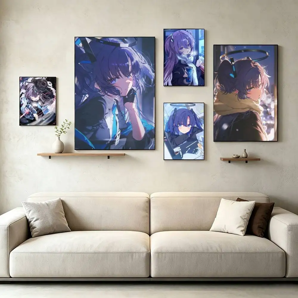 G-Game Blue Archive Hayase Yuuka  Poster Waterproof Wall Art Sticker For Bar Living Room Vintage Decor High Quality Print Gift