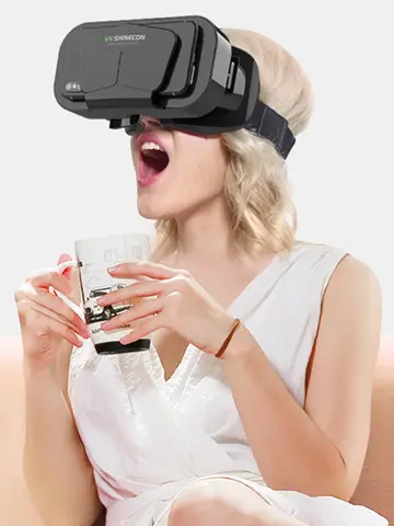 Shinecon VR Glasses 3D Headset Virtual Reality Devices Helmet Viar Lenses Goggle For Smartphone Cell Phone Smart With Controller