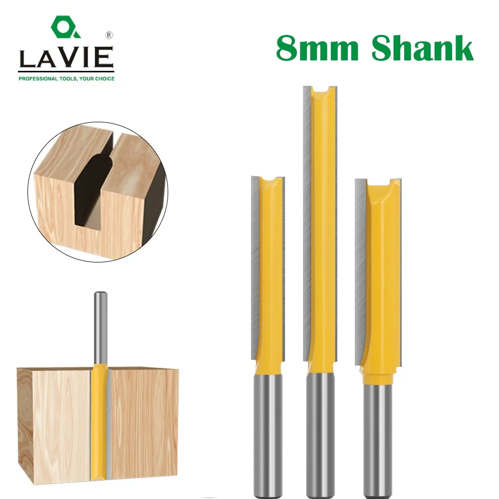 LAVIE 8mm Shank 50mm 77mm Long Straight Router Bit 1/2\