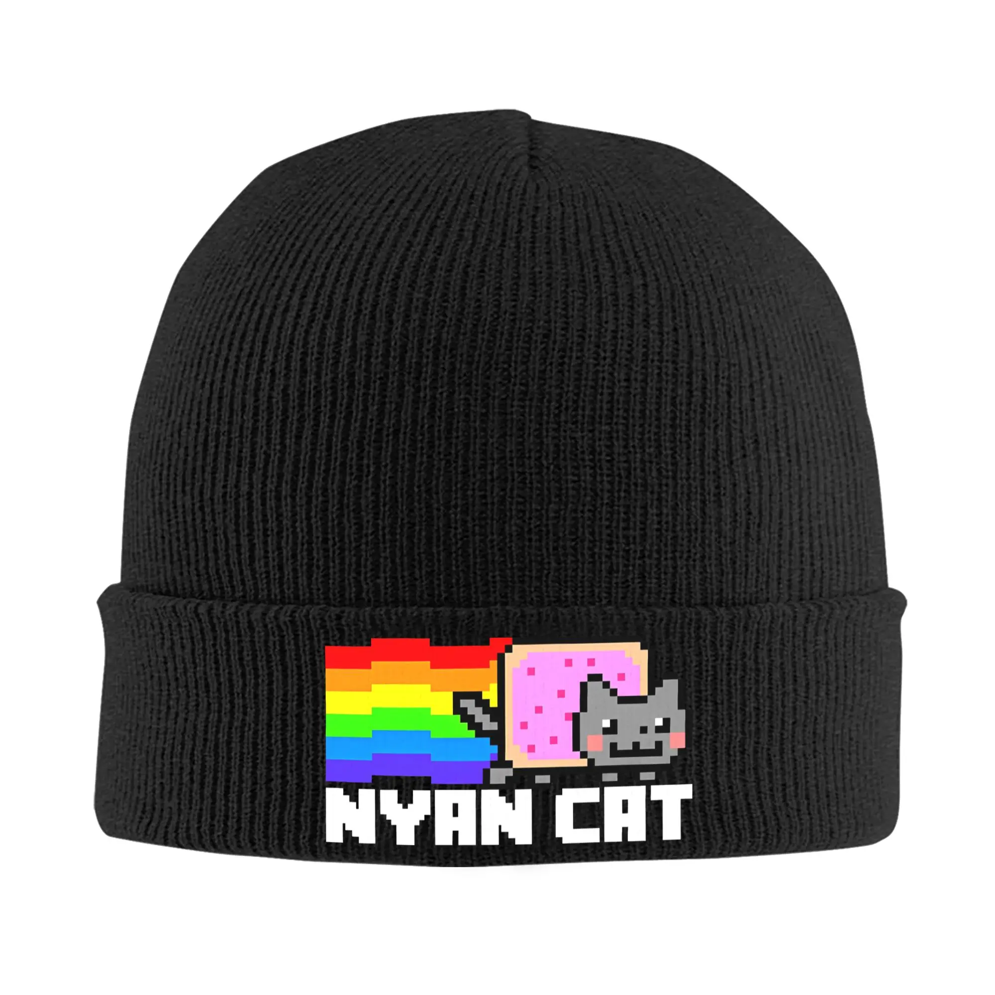 Nyan-Cats Rainbow Game Knitted Hats Autumn Winter Beanie New Funny Internet Meme Cap Men Women Acrylic Fashion Bonnet