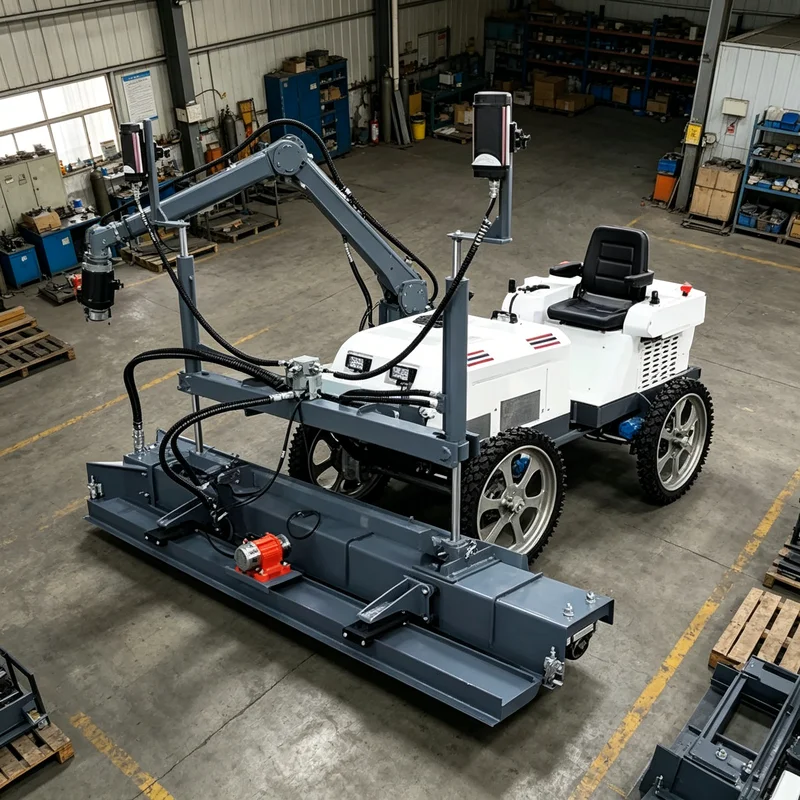 Telescopic Boom Laser Screed Machine Large Stroke Concrete Leveling Equipment For Wide Floor Paving Project
