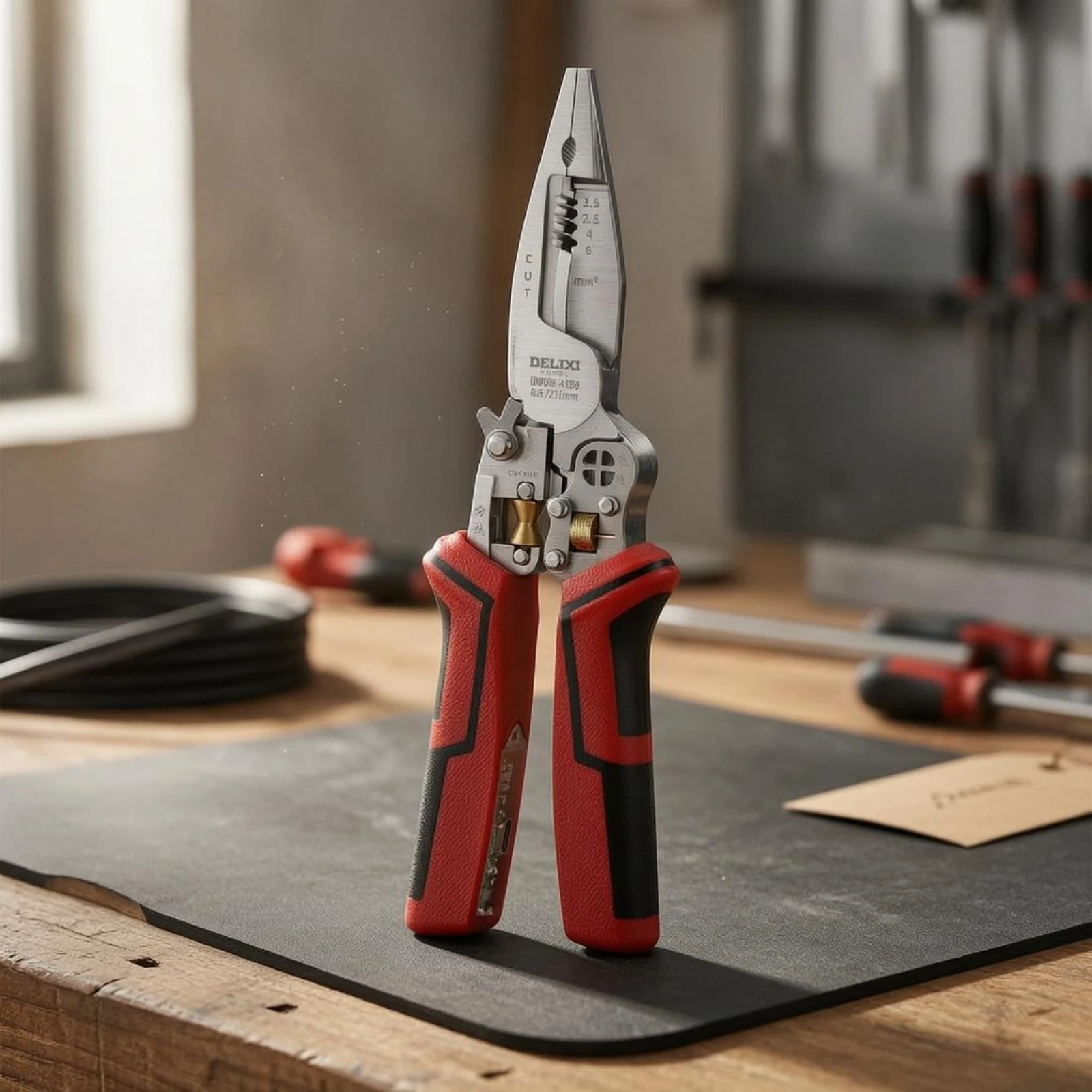 Electrician Pliers Wire Stripper Crimper with Built‑in Voltage Tester Non‑Slip Grip Hand Tool for Electrical Repair Work