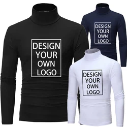 Suéter de cuello alto personalizado para hombre, jersey de Color sólido, informal, de manga larga, cálido, prendas de vestir exteriores de cuello alto de punto
