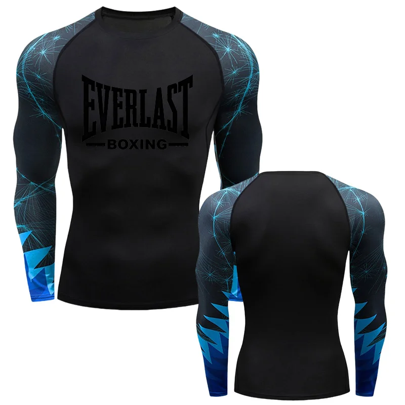 EVERLAST BOXING New Men's Running Compression T-Shirt Short Sleeve Gym Workout Shirts Jogging Sportswear Sweatshirts Printed view 2