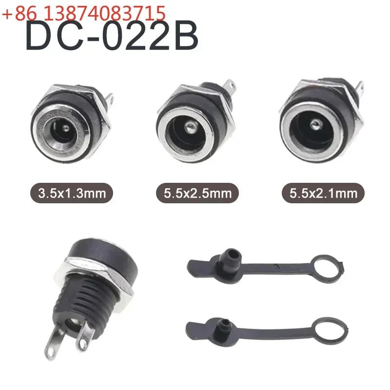 10PCS DC022B DC Power Jack Supply Socket 3.5x1.3 DC Female Panel Mount Connector  5.5 X 2.1mm Plug Adapter 5.5*2.5MM 2 Pin
