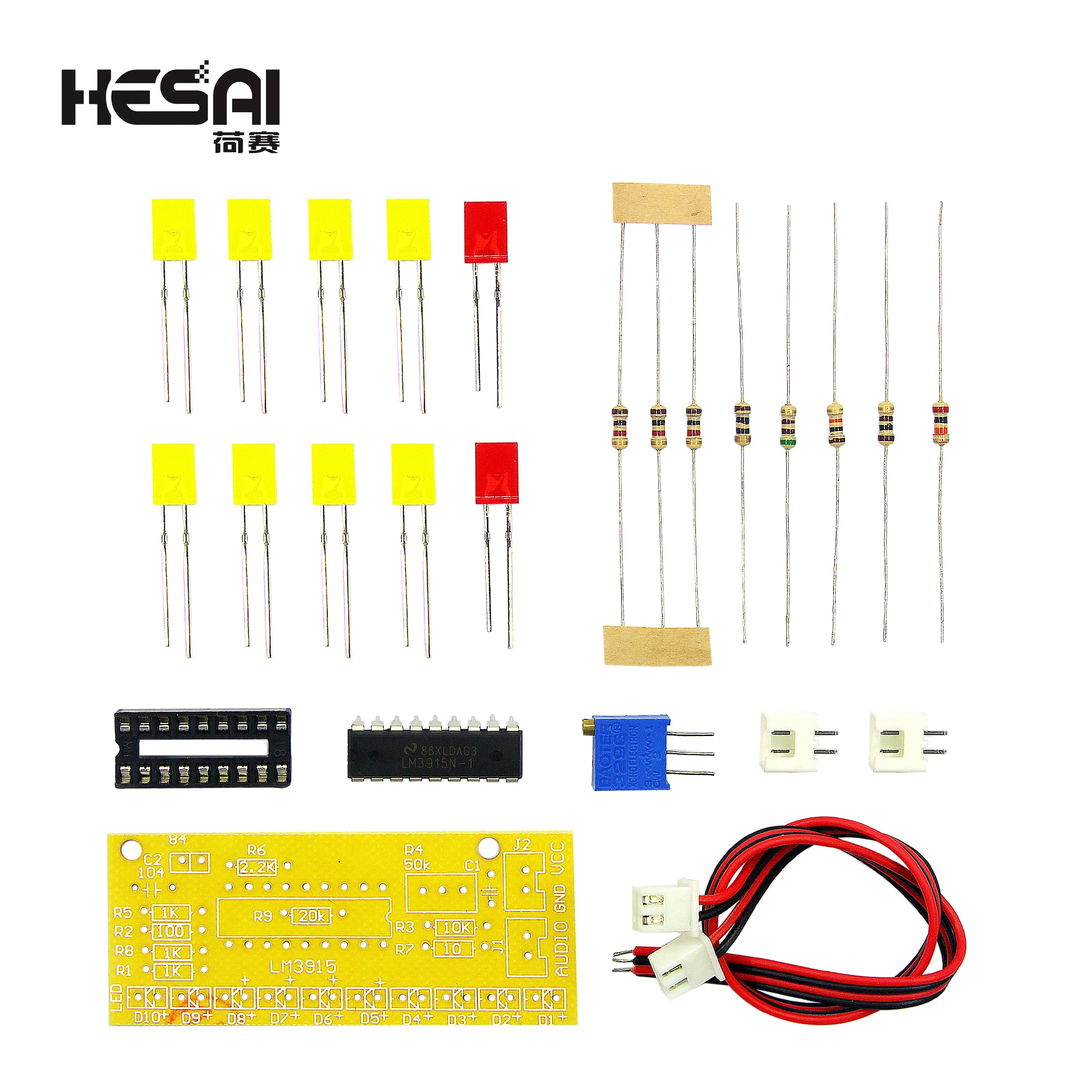 LM3915 10 LED Sound Audio Spectrum Analyzer Level Indicator Kit DIY Electoronics Soldering Practice Set