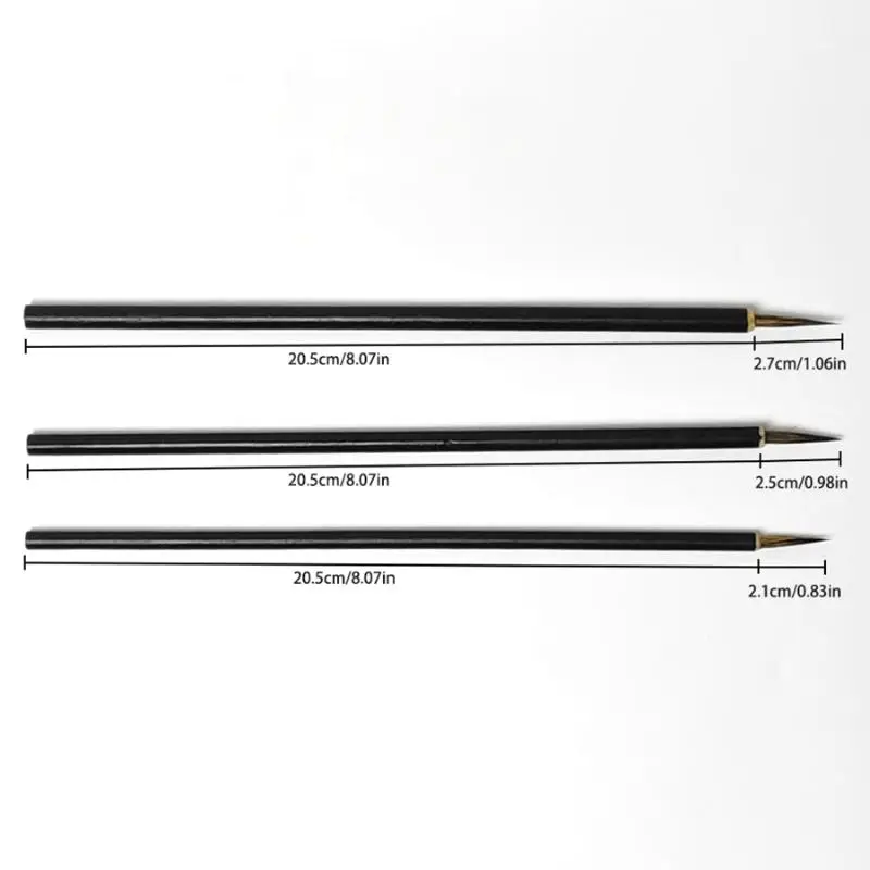 (HB05)3Pcs/set Chinese Calligraphy Brushes Hook Line Brush Set Fine Detail Paint Brushes For Watercolor Calligraphy Art Painting
