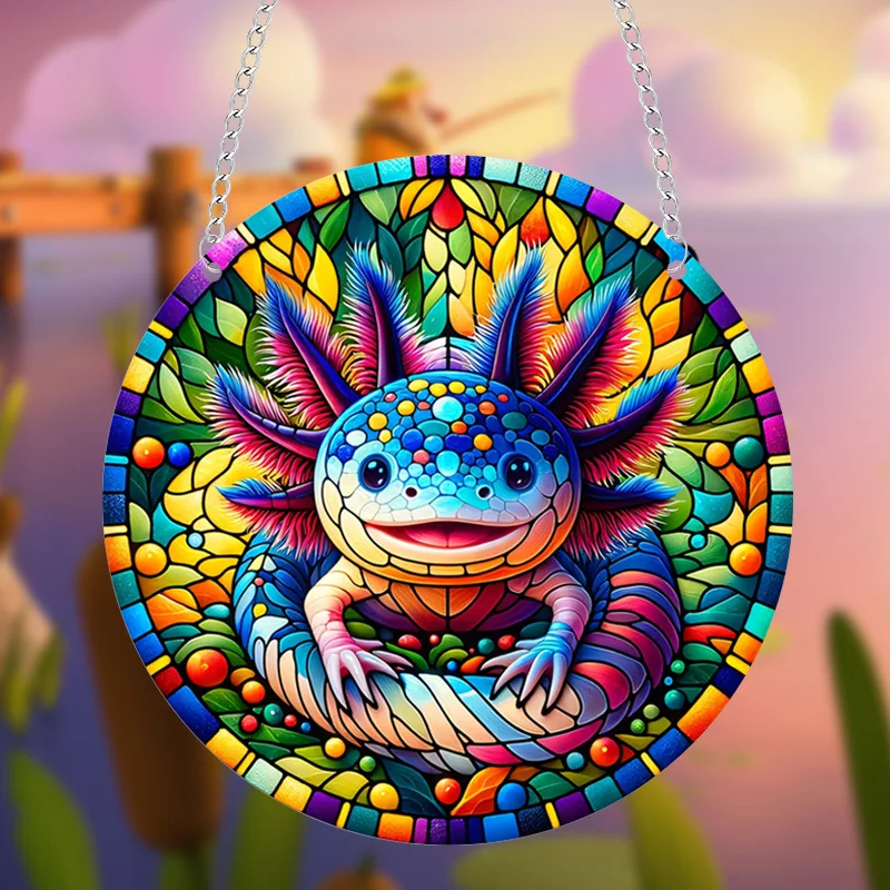 

Frog Toad Colored Vintage Disc Pendant Window Porch with Hanging Chain Ornament Pendant