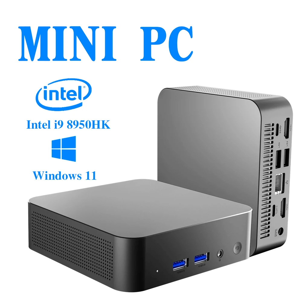 Mini PC Intel Core i9 8950HK Celeron N5095A Windows 11 16GB Pocket Computer Type-C 4K Gamer Desktop PC Gaming Computer WiFi 6