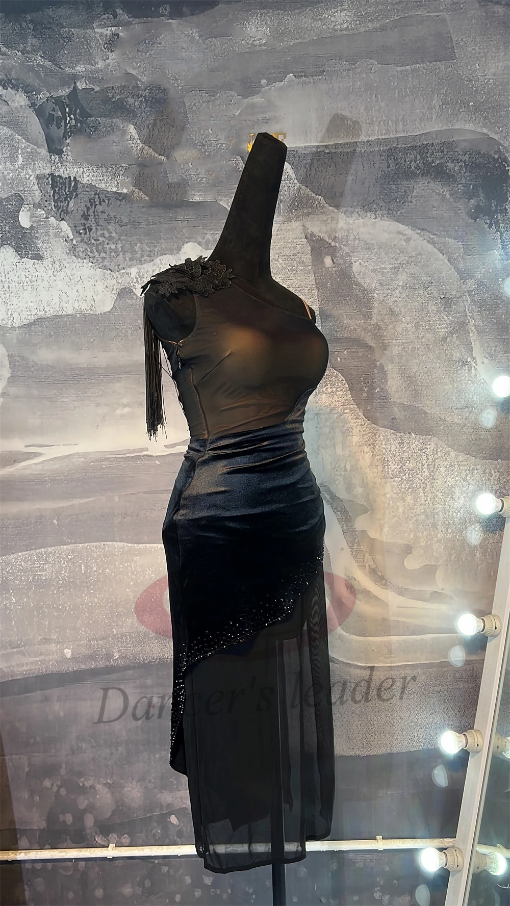 Dança latina adulto crianças vestido ab pedra high-end personalizado preto arte exame floral traje cha cha tango roupas femininas