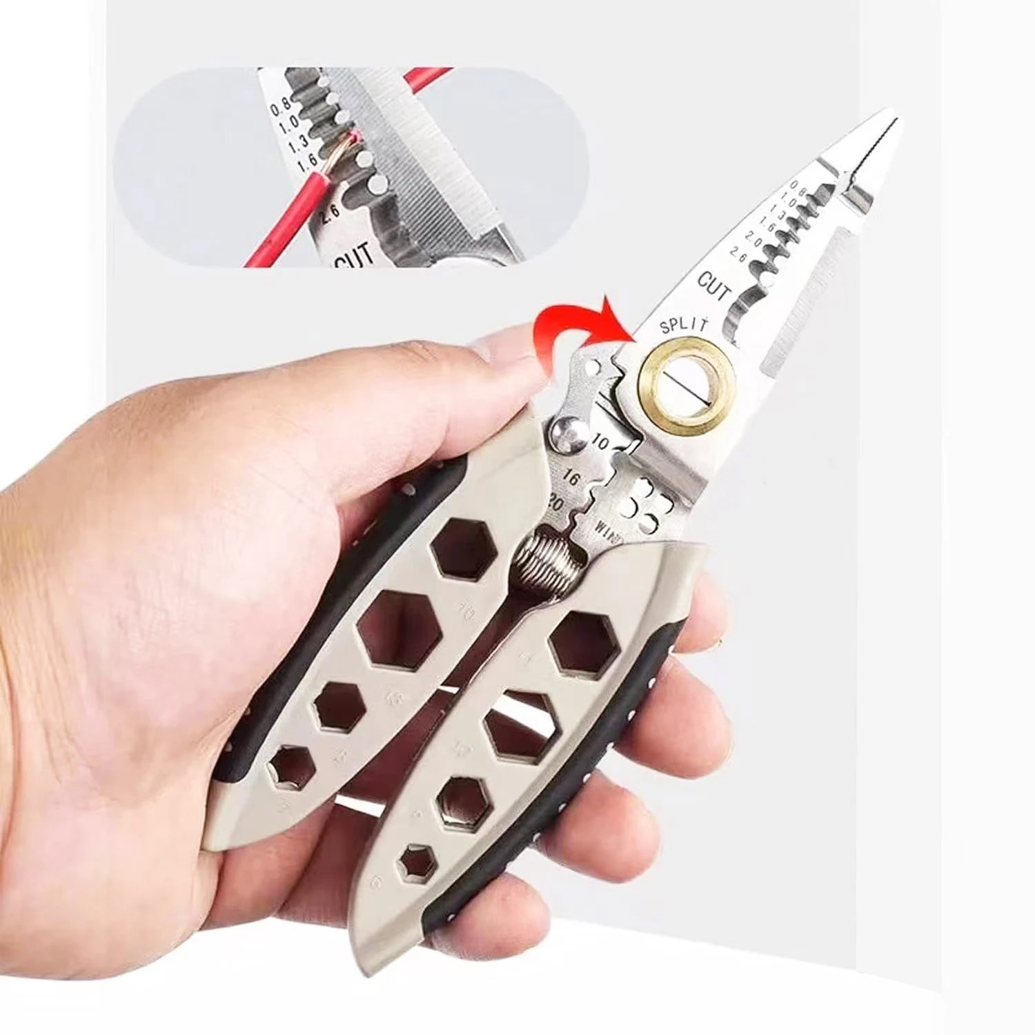 7'' Screw Stripping Pliers Multifunctional Cutting Press Pull Wire Twist The Screw Wire Stripper Stainless steel Pliers