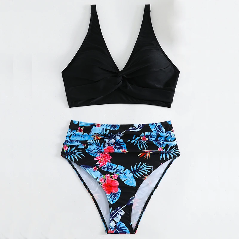 Swimwear 2024 Women Sexy Push Up Two Piece Swimsuits Tropical Print  Swimming Suit Spaghetti Strape Female Bikinis Bathing Suit