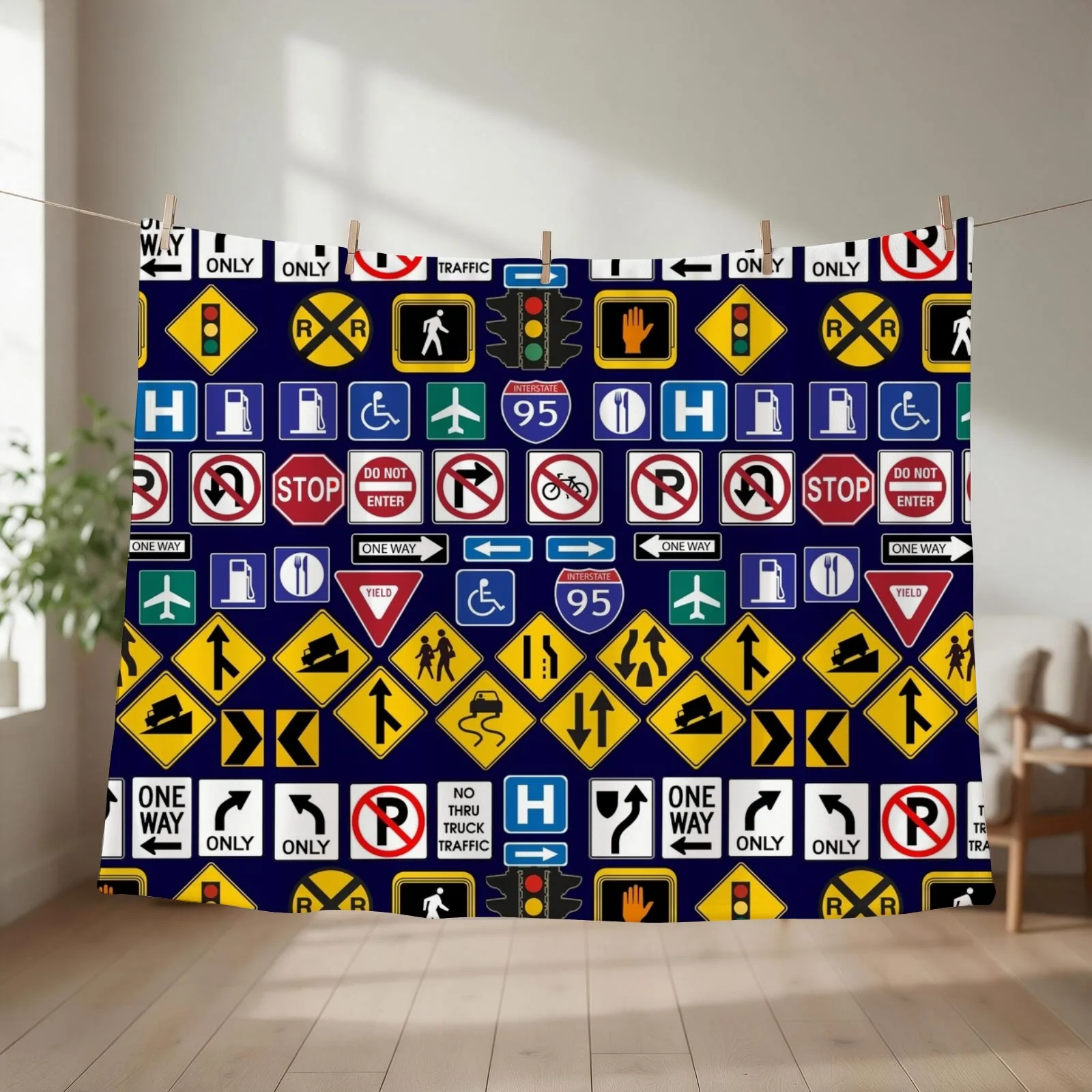 Road Signs, Regulations Signs Throw Blanket couch cozy soft plush fuzzy picnic outdoor blanket