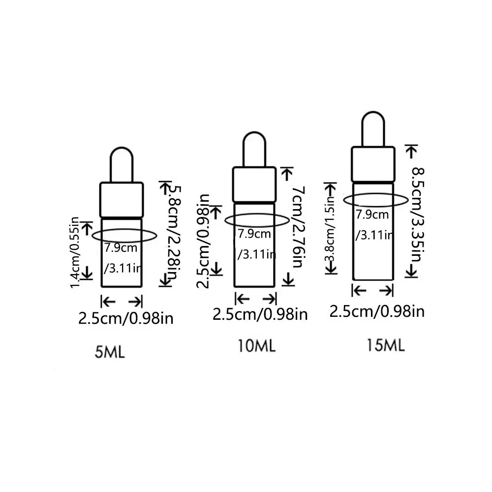 7 Pcs Refillable Mini Dropper Bottle Set Empty Reusable Glass Essential Oil Vials Rubber Bulb Sealing Little Glass Dropper