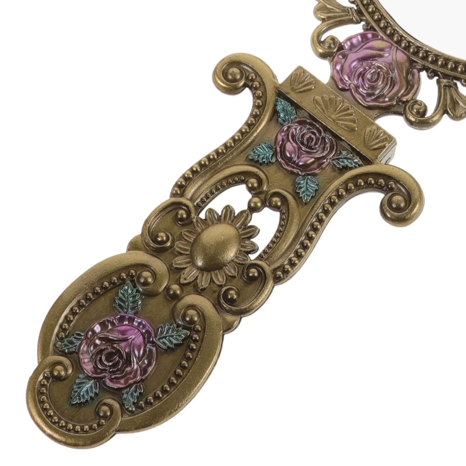 

Compact Retro Handheld Mirror High Quality Zinc Alloy Travel Makeup Mirror Foldable Design for Women