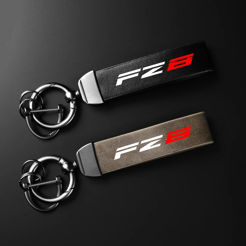 

For Yamaha FZ8 FZ 8 LOGO Carbon Leather Keyring ring Motorcycle Keychain High-Grade leather Keychain Holder Keyring Accessories