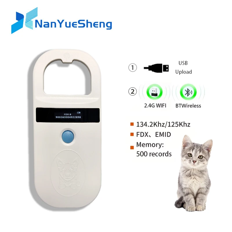 

NEW Animal RFID Reader Handheld 134.2KHz 125kHz Pet Cat Dog Microchip Scanner FDX-B Glass Chip USB/Bluetooth Tag Reader
