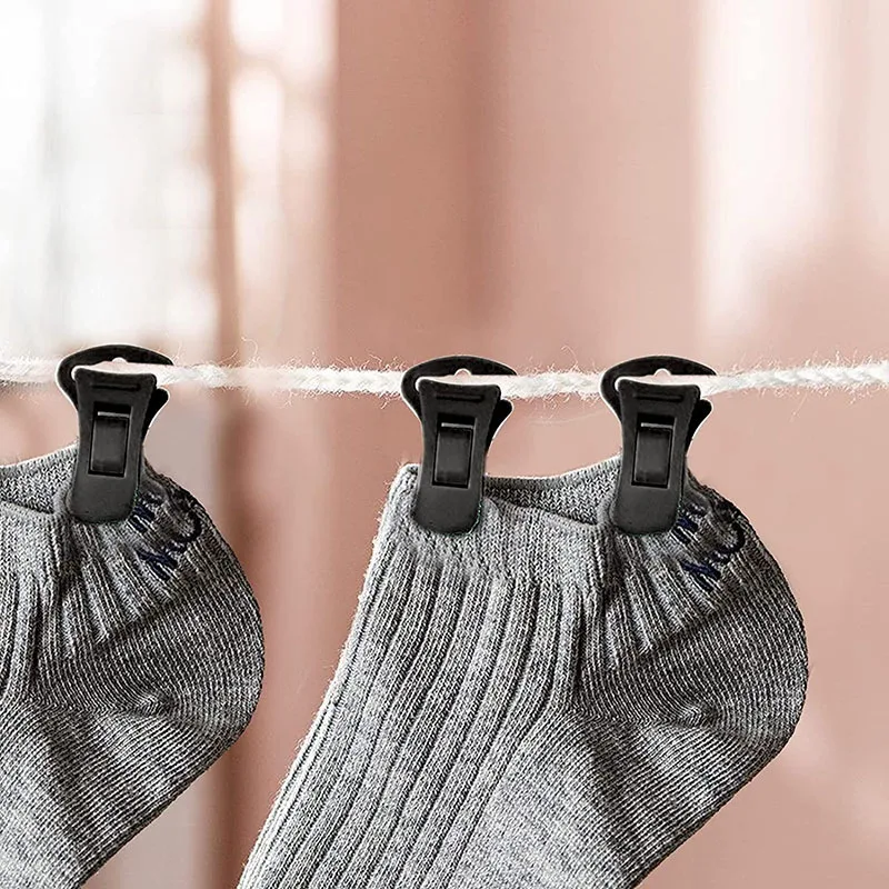 12pcs/ set Sock Clips For Laundry Portable Strong Clothes Pins Multifunctional Clip Washing Socks Hanger Drying Rack