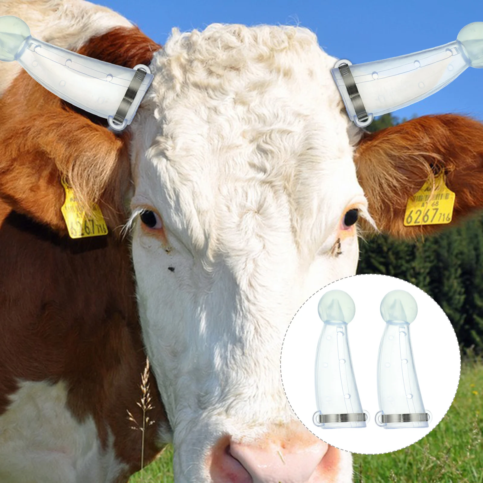 1 Pair Practical Cattle Head Guards Silicone Horn Protector Cattle Horns Protective Cover (1 Pair/2pcs)