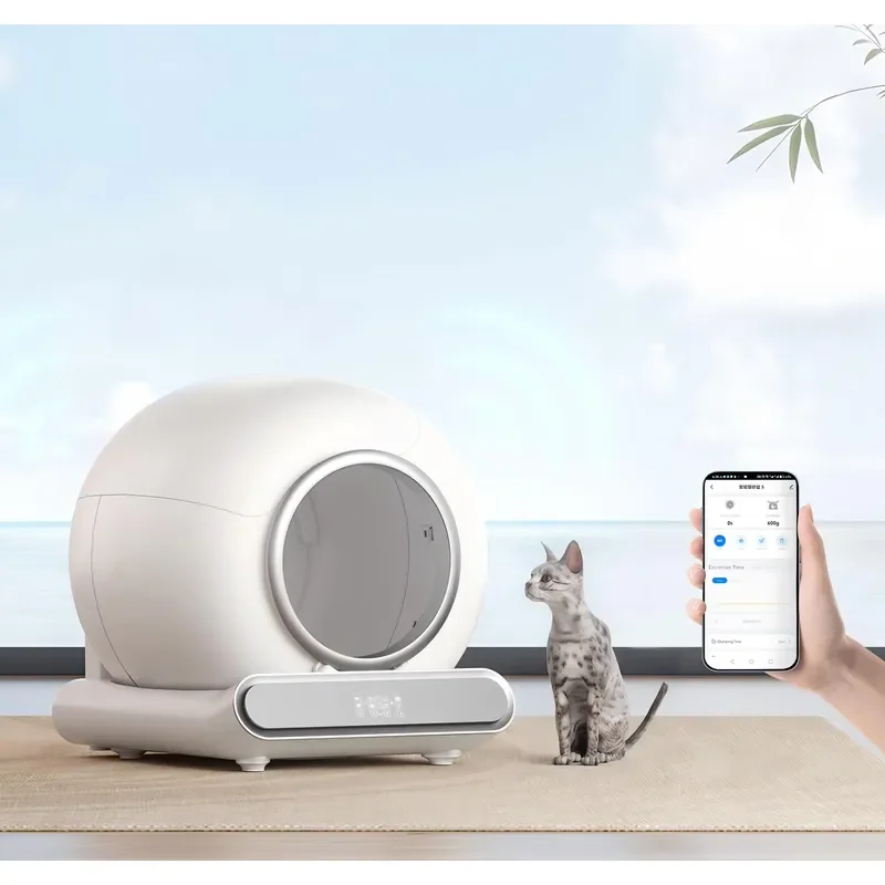 Intelligent automatic self-cleaning plastic rectangular cat litter box 65L large capacity, deodorizing and easy to clean,