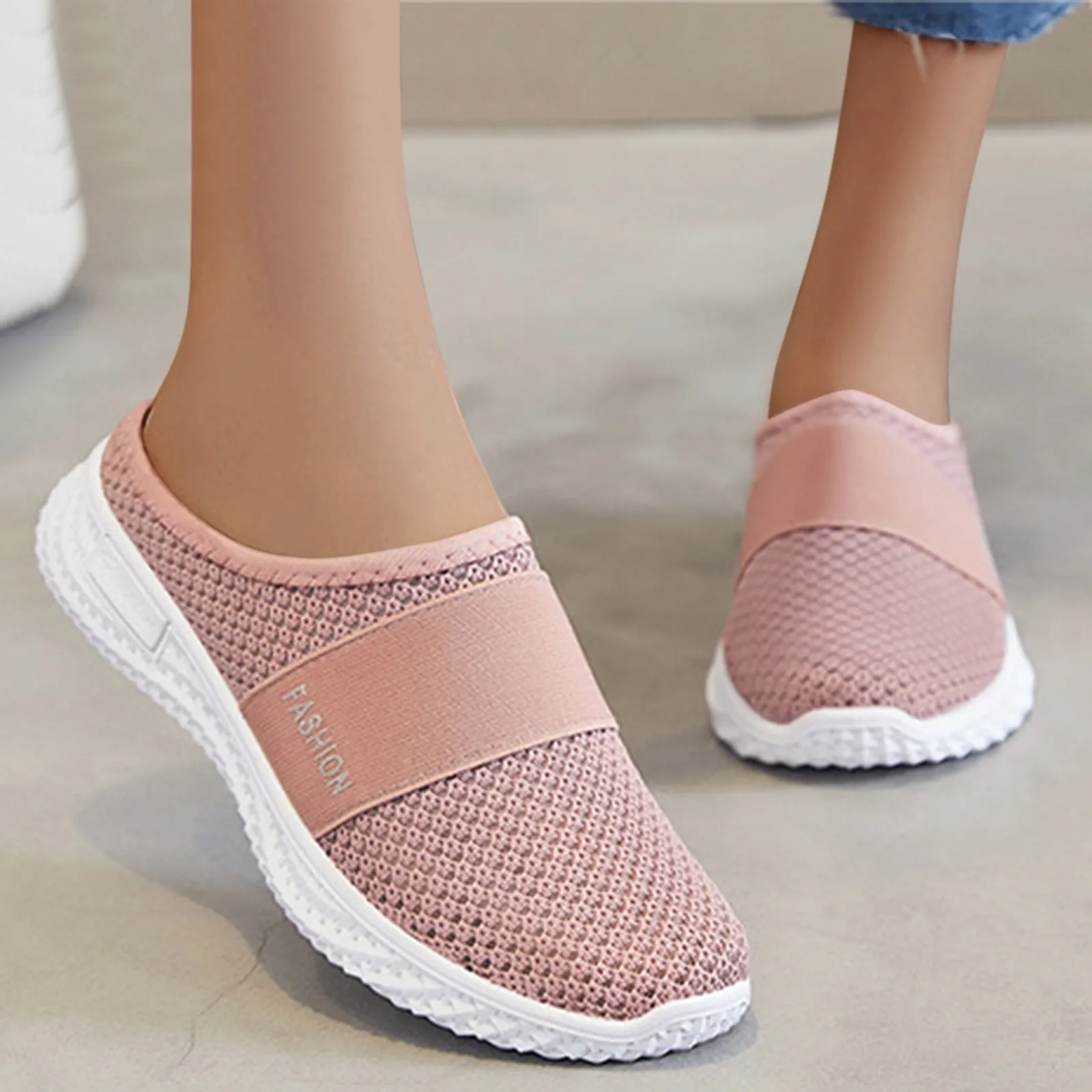 Women Walking Shoes Air Cushion Slip-On Orthopedic Diabetic Ladies Platform Mules Mesh Lightweight Slipper Wedge Female Sneaker