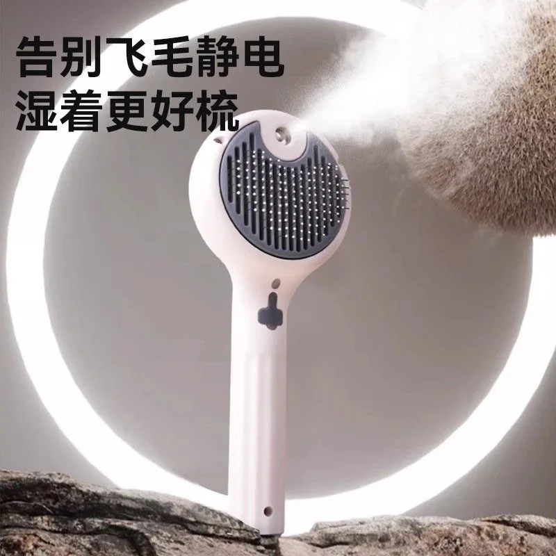 Upgraded Pet Grooming Spray Comb for Dogs & Cats with XL Water Tank, Versatile Massage Brush for Detangling & Shedding Control