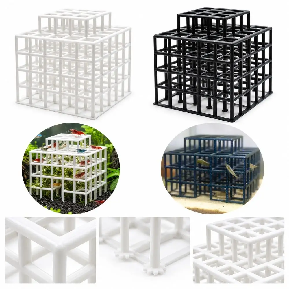 3D Printed Aquarium Cave Ornament Hollowed-out Design Grid Multi-level Fish Tank Hideout Natural Look Multi-level Structure