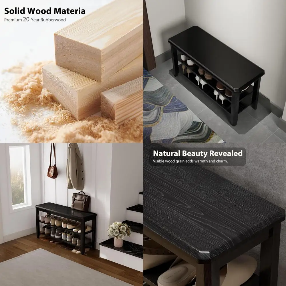 Banco de almacenamiento de zapatos de entrada de 2 niveles, 31,5 para puerta delantera y dormitorio