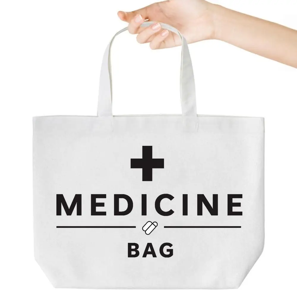 

Винтажная большая сумка для лекарств. Тематический дизайн для покупок, школы и работы. Идеально подходит для повседневного использования.