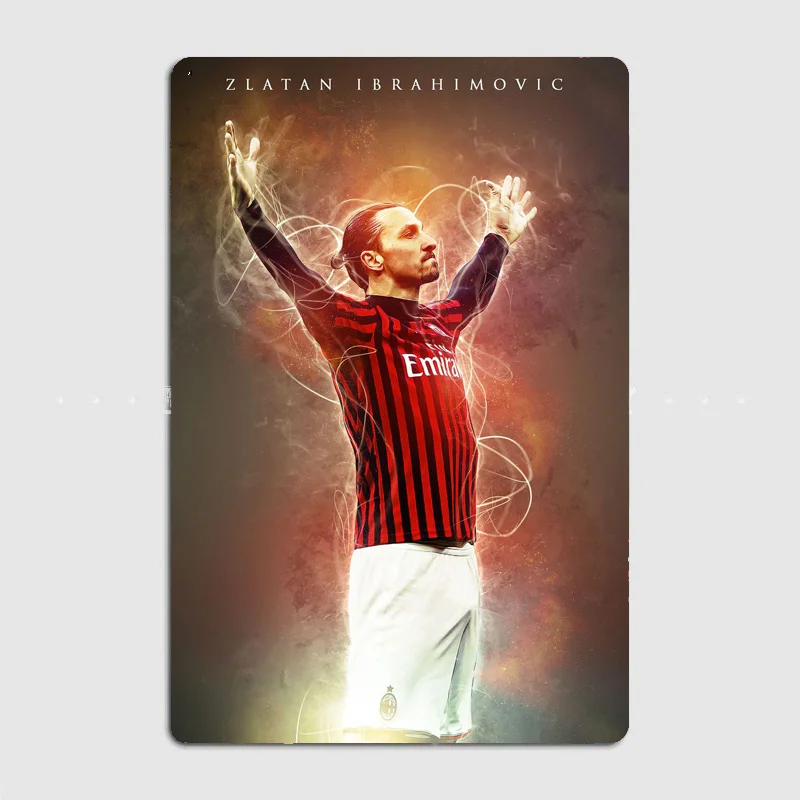 Zlatan Ibrahimovic Football Player Metal Sign Poster Garage Football Club Room Decor Cinema Custom Tin Vintage Home Wall Decor