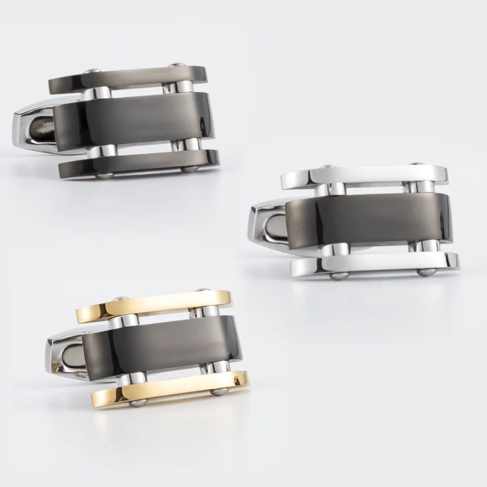 Business Splicing Metal Hollow Cufflinks Men's Business Dress Black Silver Spliced Cuff Nails Formal Attire Banquet  Accessories