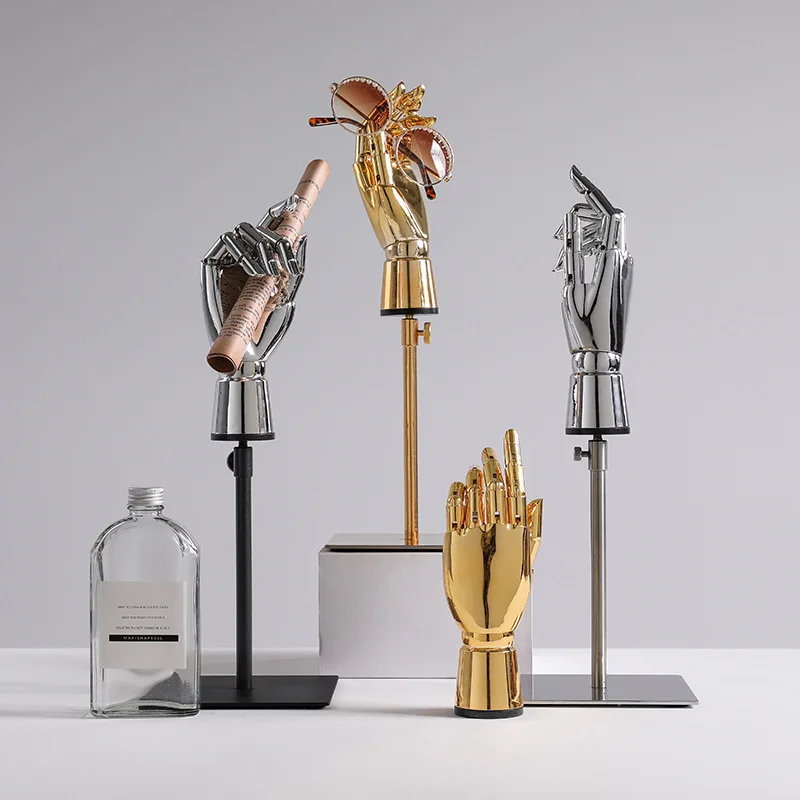 Hand model props Clothing store window display Fashion electroplating gold silver prosthetic hand model Articulated hand woman