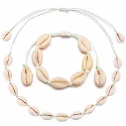 Europe and the United States black flat knot shell necklace natural shell hand-knotted necklace manufacturers wholesale