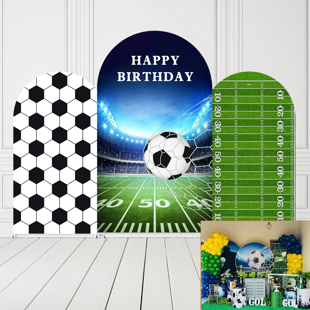 

Arch Backdrop Cover Soccer Football Sports Boys Birthday Party Decors 2-Sided Arch Frame Cover for Kids Baby Shower Parties Prop