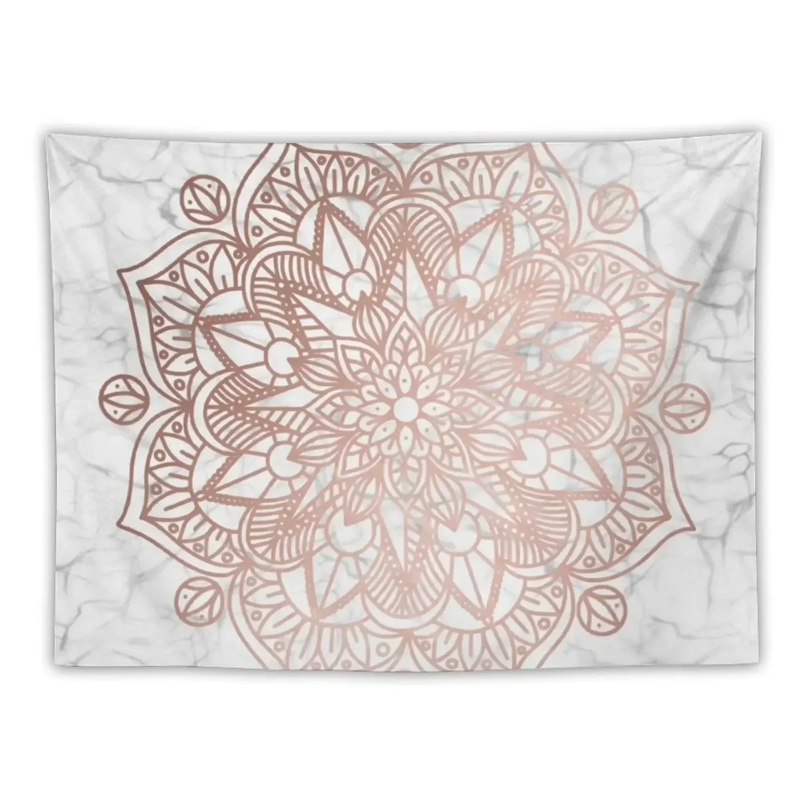 Rose Gold Mandala on Marble Tapestry Decor For Bedroom Room Design Wall Deco Tapestry