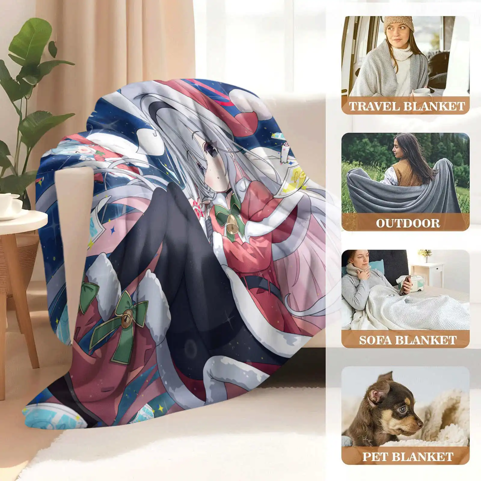 Blue Archive Girl Printed Throw Blanket Soft Cozy for Home Travel Birthday