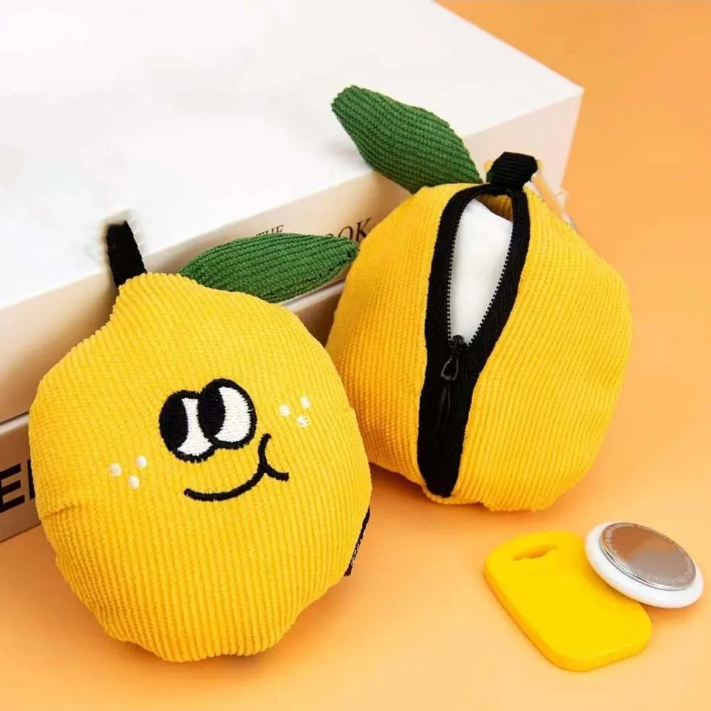 Ciondolo a forma di cartone animato con borsa per la spesa Velluto a coste multifunzionale Custodia pieghevole ecologica per bambola Portachiavi con frutta in peluche carino da viaggio