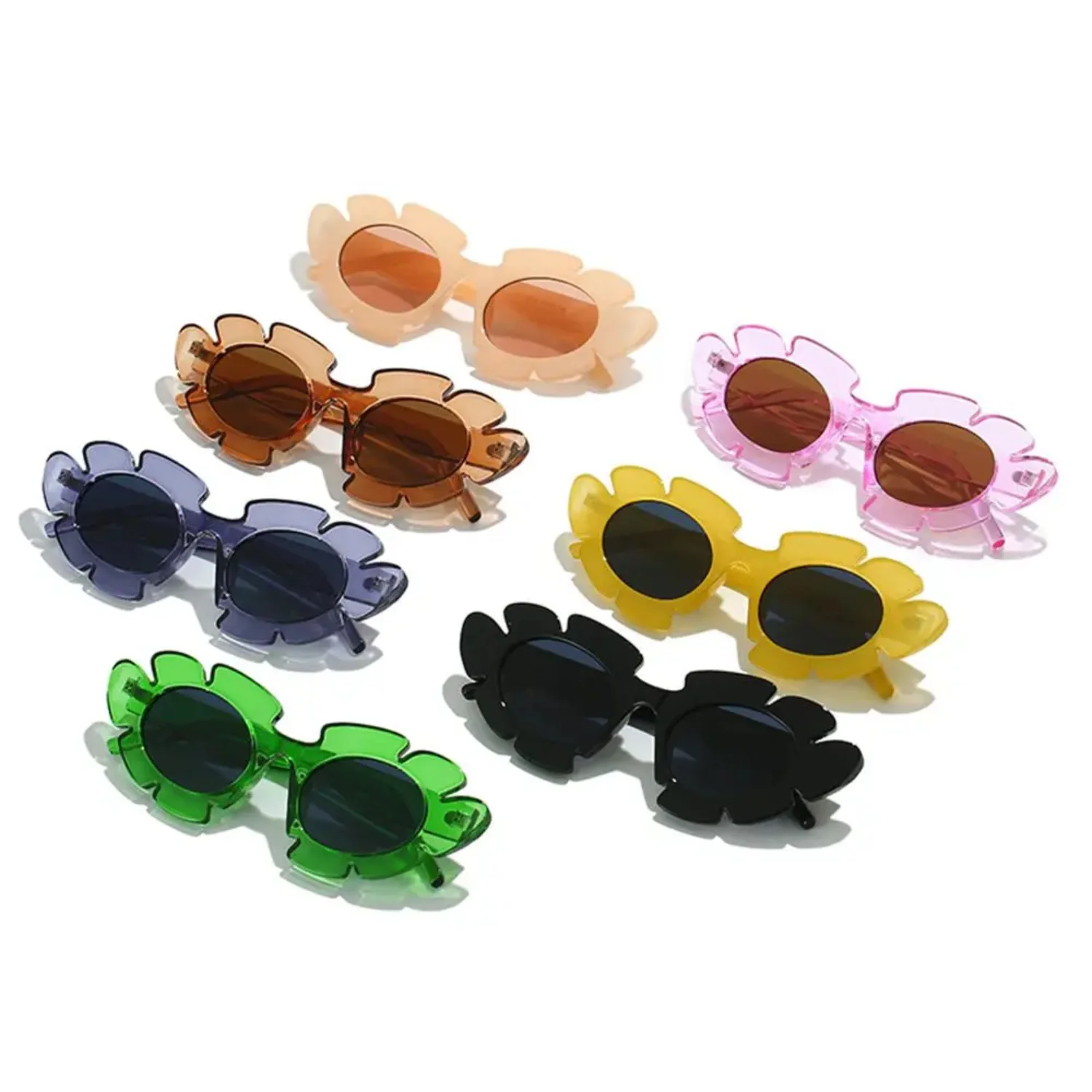 Retro Cat Eye Sunglasses Women's Fashion Flower Shape Sun Glasses Summer Beach Glasses Street Trendy Shades Colorful Eyewear