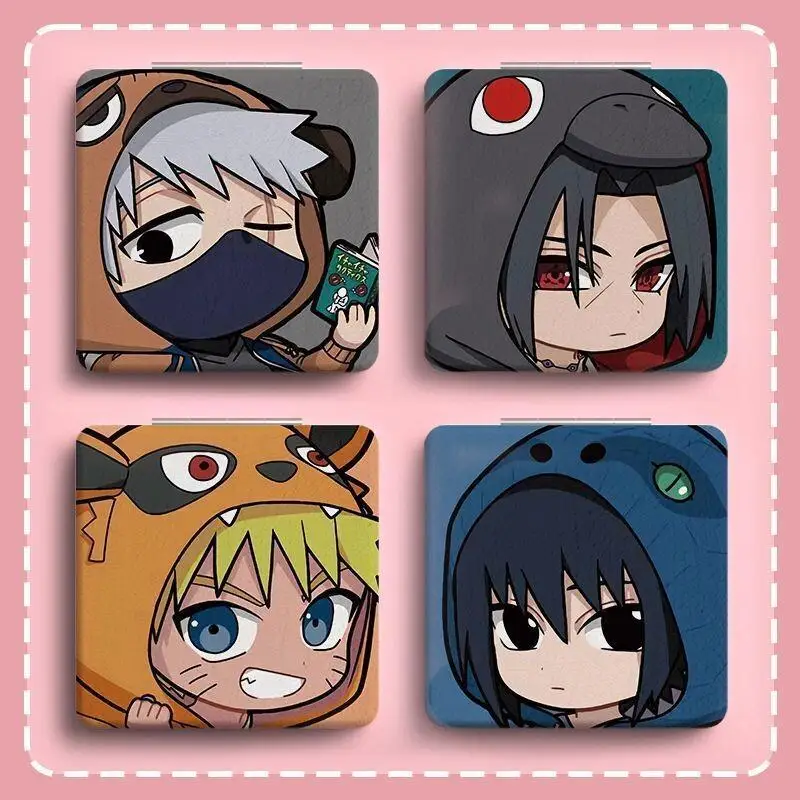 Naruto Anime Uchiha Itachi Sasuke Makeup Mirror Acrylic Student Travel Compact Lightweight Portable Folding Mini Pocket Handheld