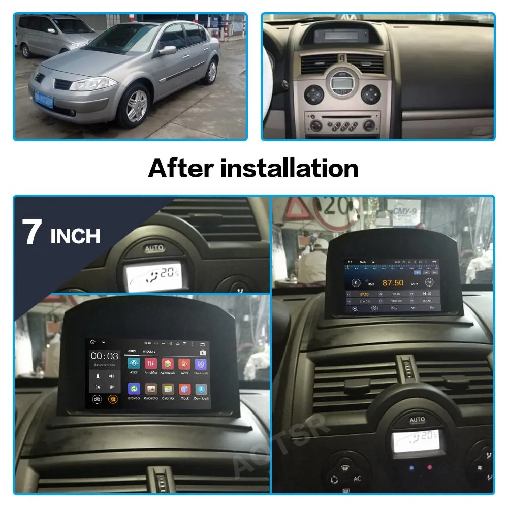 AOTSR 2 Din Car Radio Auto Android 13 For Renault Megane 2 Fluence 2002 - 2008 Multimedia Player GPS Navigation DSP AutoRadio