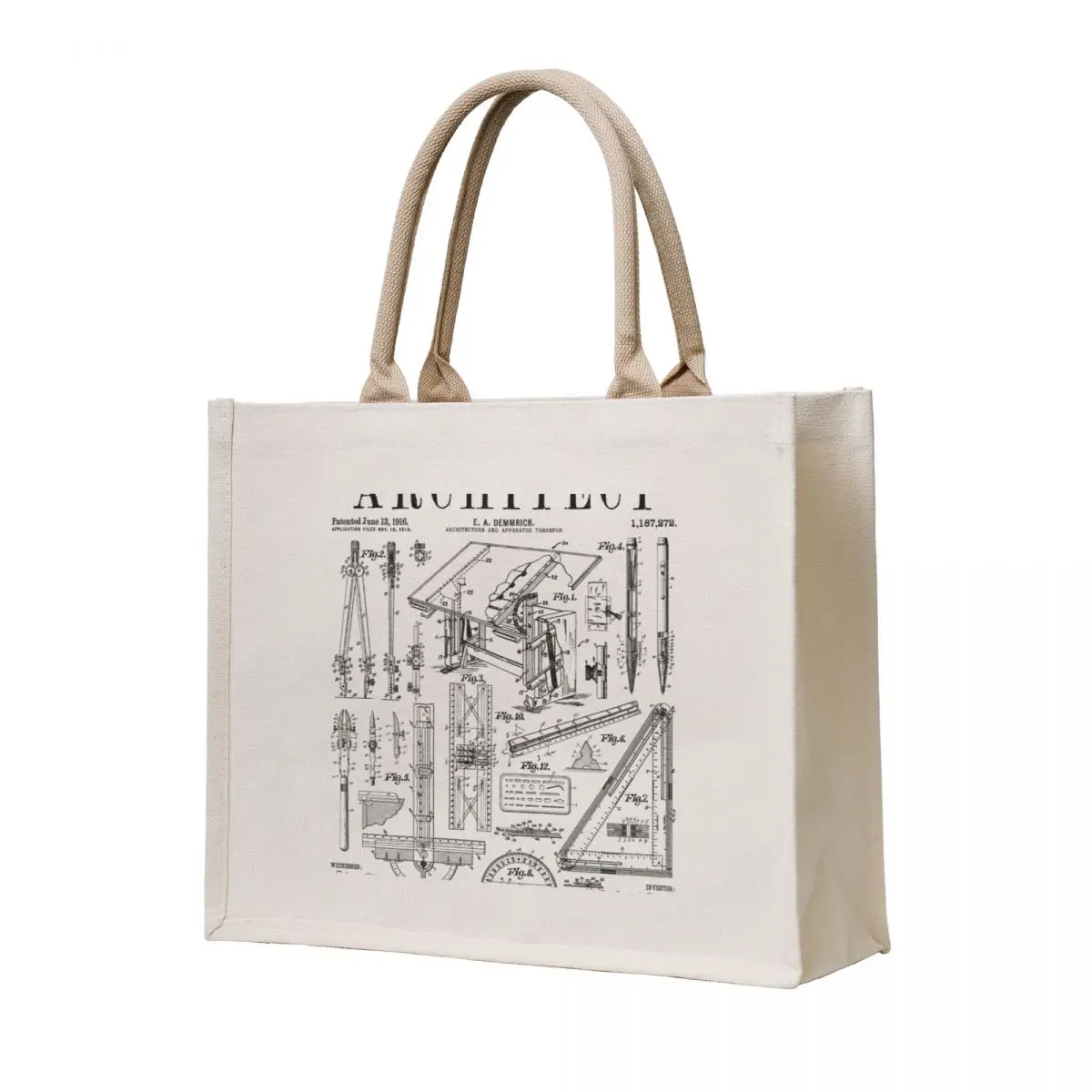 

Architect Architecture Student Tools Vintage Patent Print Tote Bag large size bags custom canvas bag reusable shopping bags