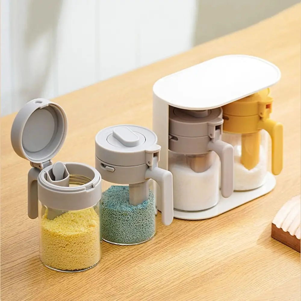 

Sealed 2 In 1 Salt Container Dustproof Moisture-proof Spice Sorting Bottle Locking Design Quantitative Control