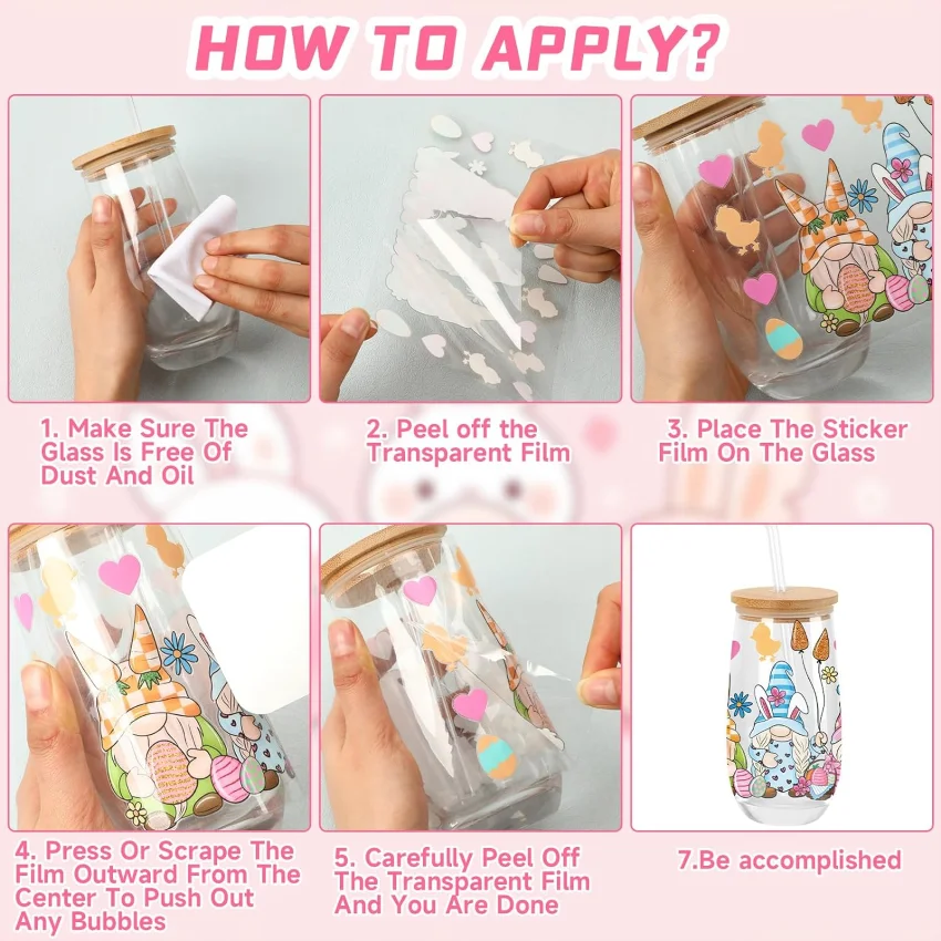 شعبية ديزني الأميرة 16oz Libbey UV DTF كأس التفاف نقل تسمية مخصصة شعار DIY ذاتية اللصق القدح ملصق لاصق لامع ورائع الديكور #6