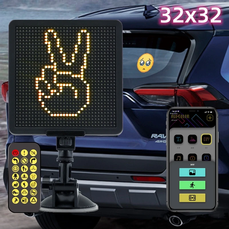 Smart Car LED Sign Screen Remote and APP Control Pixel Panel DIY Text Pattern Scroll for Window Display Matrix Pixel Panel Decor