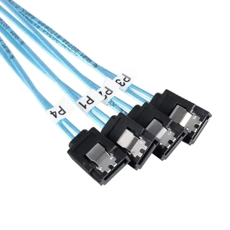 SAS SATA Cable Mini-SAS SFF-8087 To 4 SATA Cable Mini SAS 4i SFF8087 36P To 4 SATA 7P Cable 12Gbps 50cm Hard Drive Data